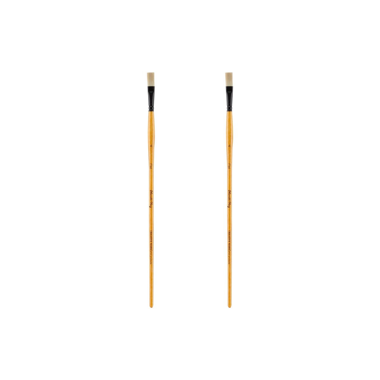 Mimik Hog Professional Synthetic Hog Bristle Paint Brush- Versatile Alternative to Natural Hog Hair Paint Brushes for Oil Painting, Acrylics, Inks, Gouache, Watercolors- Flat - 2 Pack
